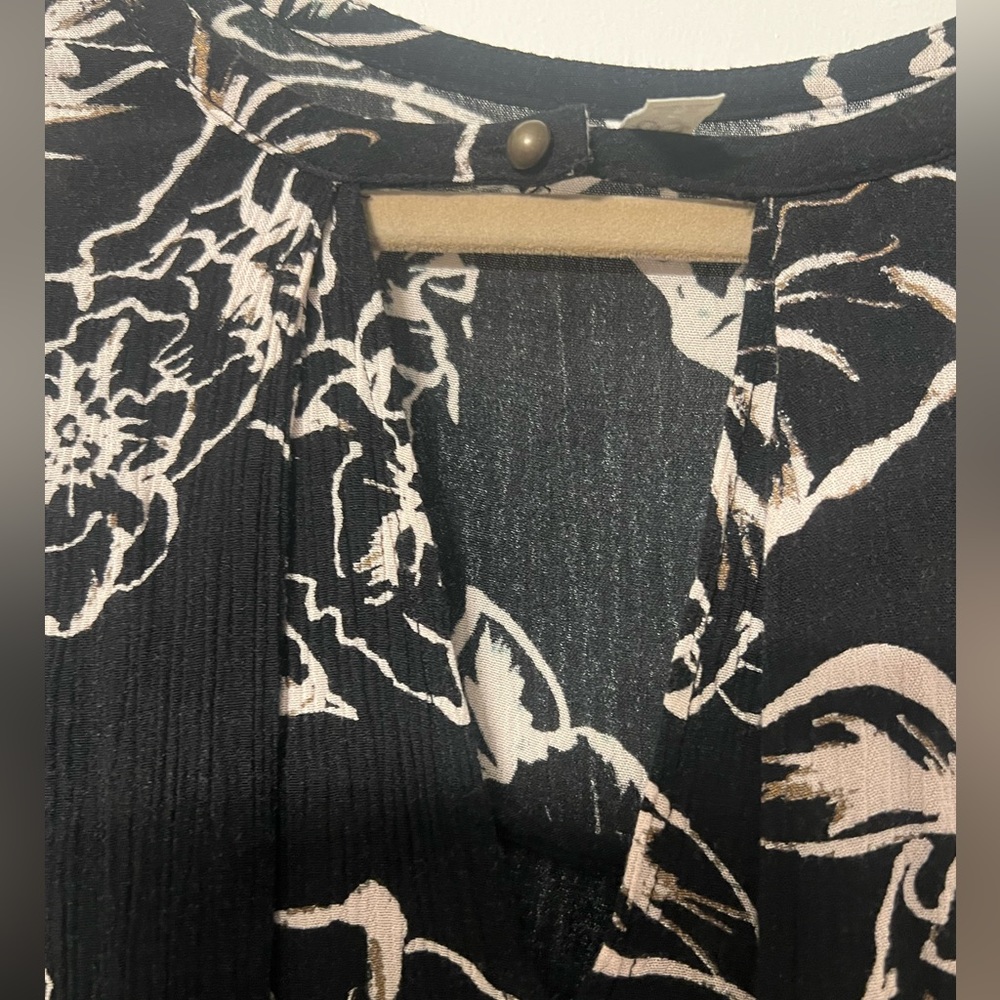 Free People Black Tunic Dress with White Floral Print - Picture 6 of 9